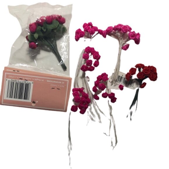 🛒 $7 - Mini Craft Roses Flowers Weddings Showers - Hot Pink and Red #2559 - Picture 1 of 4
